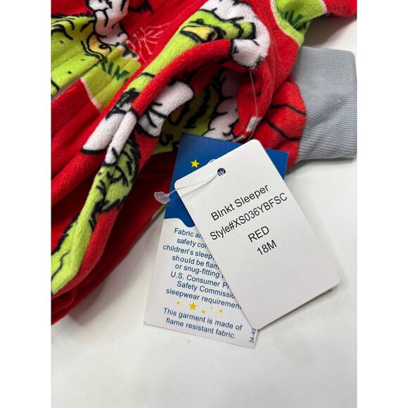 Dr. Seuss The Grinch Baby Size 18 Month Blanket Sleeper Pajamas 1 Piece - Picture 5 of 5